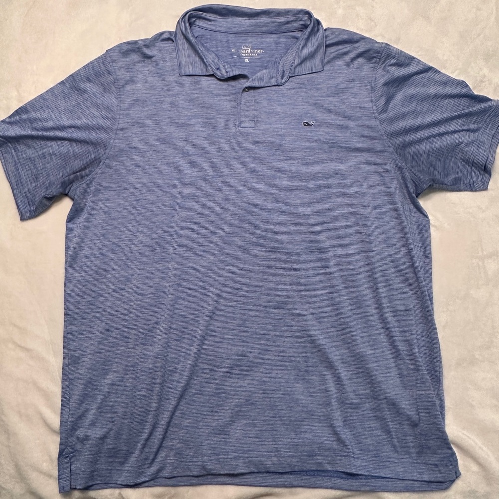Men’s Vineyard Vines St. Jean Stripe Performance Polo, size XL, Ocean Breeze